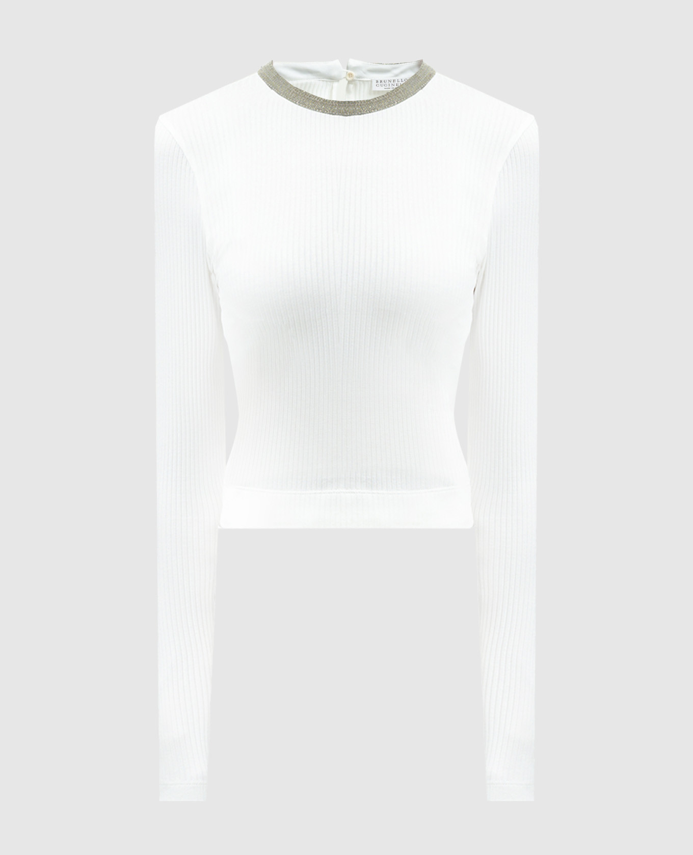 White ribbed jumper with monil chain