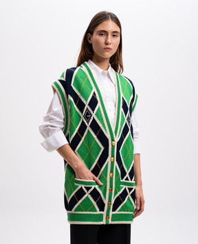 Gucci Зеленый жилет в геометрический узор. 754604XKDGP