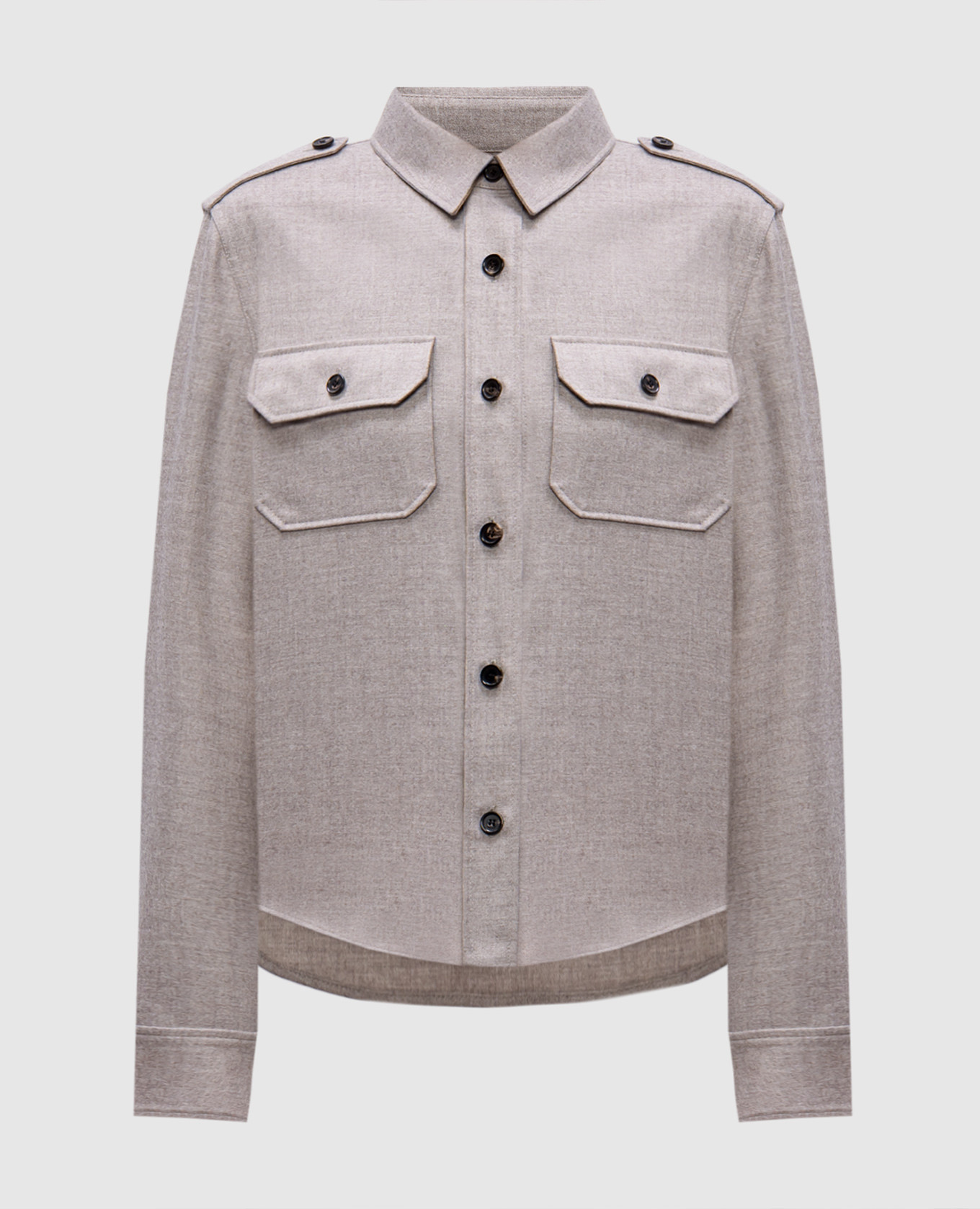 Бежевая рубашка из шерсти и кашемира