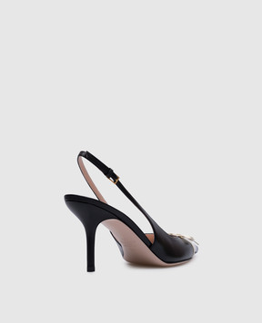Valentino Черные кожаные босоножки с логотипом логотип 6W2S0LQ1DAL