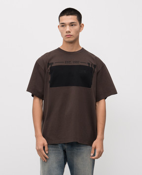 Maison Margiela MM6 Коричнева футболка з вишивкою логотипа SH0GC0053M20050