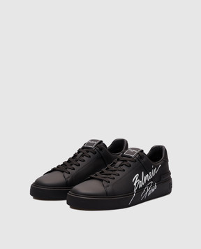 Balmain Черные кожаные кроссовки B-Court с логотипом EM0VI288LIPB