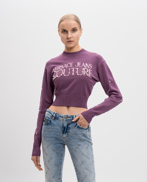 Versace Jeans Couture Фиолетовый укороченный джемпер с логотипом 77HAFM30CMN60