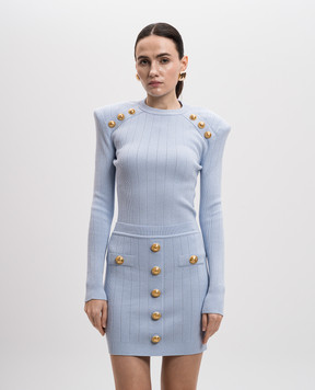 Balmain Блакитний джемпер з брендованими заклепками EF1KD001KB07