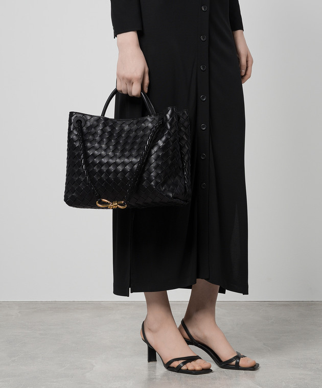 Bottega Veneta Черная кожаная сумка Andiamo с плетением 766016VCPP1 изображение 2