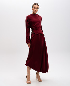 Victoria Beckham Бордова сукня Oxblood з фігурними вирізами 1424WDR005829A