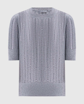 Ermanno Scervino Серый топ с шерстью и кашемиром с кристаллами D475L301CTEJY