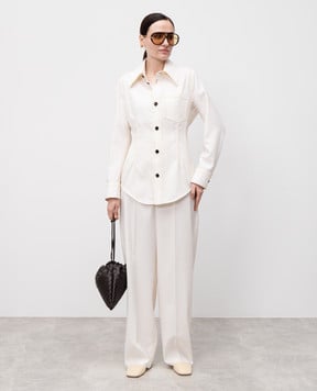 Bottega Veneta Бежевая блуза из шерсти 832884V0B30