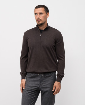 Bertolo Cashmere Коричневий джемпер з вовни та шовку 901615000048