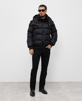 Balmain Черная куртка в узор PB Labyrinthe со съемными рукавами FH1TP161XB11