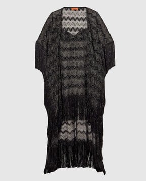 Missoni Черное ажурное платье макси с бахромой MS25SQ00BR00ZX