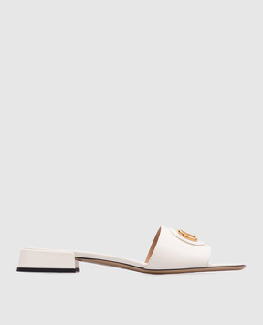 Valentino Белые кожаные шлепанцы с логотипом. 6W2S0LT0DSH