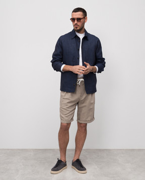 Brunello Cucinelli Бежевые шорты с льном MH255U0020