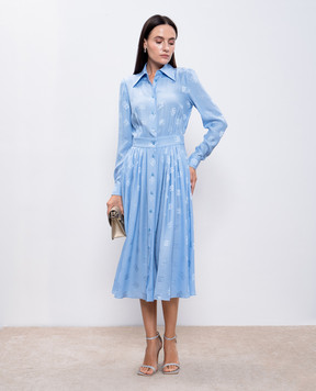 Dolce&Gabbana Блакитна сукня-сорочка із шовку у візерунок DG F6ARQTFJ1JO