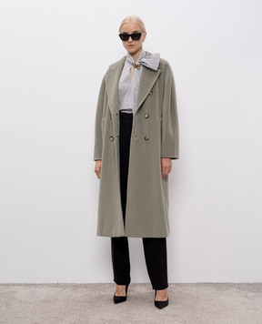 Max Mara Зеленое двубортное пальто MADAME из шерсти и кашемира MADAME