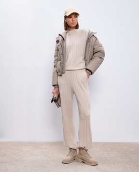 Brunello Cucinelli Бежеві штани з кашеміру M12193499