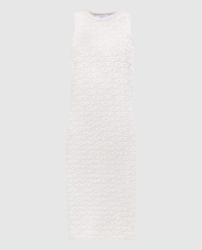 Off-White Бежевое платье в логотип шаблон OWDB54TS25JER001