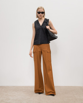 Max Mara Коричневі штани кльош EDDA з вишивкою логотипа EDDA