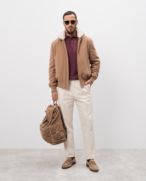 Brunello Cucinelli Бордове поло з вовни та шовку M2400295
