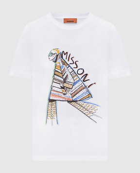 Missoni Біла футболка з принтом та вишивкою логотипа DS25WL03BJ00PB