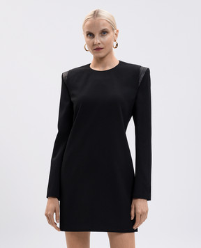 Versace Чорна сукня міні з вовни з нашивкою логотипа 10219571A09838