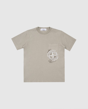 Stone Island Детская футболка цвета хаки с принтом логотип логотип K1S162100012S01291012