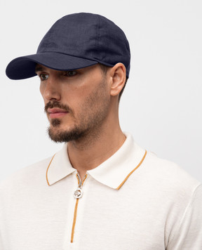 Bertolo Cashmere Синяя кепка из льна с эмблемой 000301002494