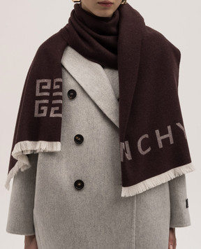 Givenchy Бордовый шарф из шерсти и шелка с жаккардовым узором логотипа. GW7020J5778
