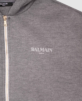 Balmain Детская серая спортивная куртка с логотипом BW4P20Z2838