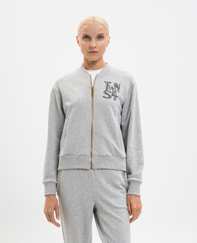 Twinset Сіра меланжева спортивна куртка з логотипом 252LI2MBB