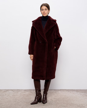 Max Mara Бордове двобортне пальто TEDGIRL з вовни альпаки та шовку TEDGIRL