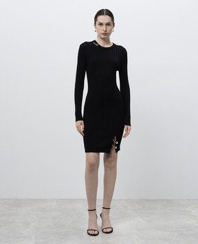 Versace Черное платье мини с шерстью с брендовыми шпильками 10177731A12700