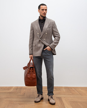 Brunello Cucinelli Коричневий двобортний блейзер MR4757BPD
