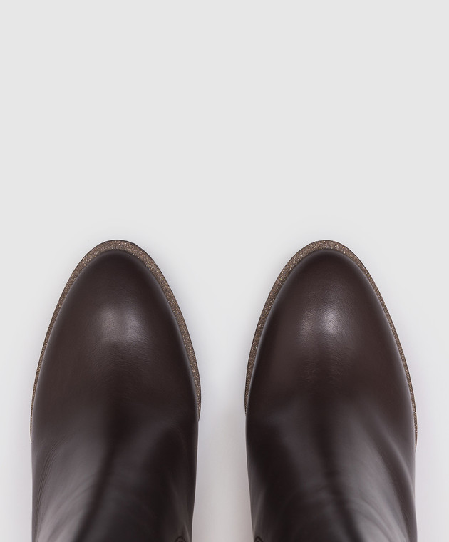 Brunello Cucinelli Коричневі шкіряні ботильйони MZDSPG366 зображення 4