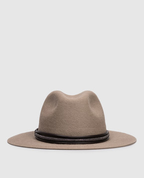 Brunello Cucinelli Капелюх кольору хакі з повсті кролика MCAP90032