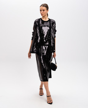 Twinset Черный топ с шерстью в пайетке 242TT3141
