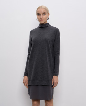 Brunello Cucinelli Серое меланжевое платье из шерсти M0R25A4187