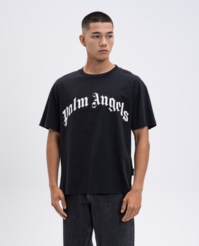 Palm Angels Чорна футболка з контрастним принтом логотипа PMAA109F25JER003