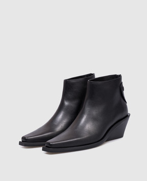 Ann Demeulemeester Чорні шкіряні козаки Kay Pointy 2402WA34LT141