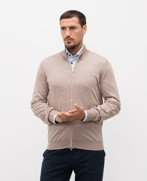 Brunello Cucinelli Коричневый меланжевый кардиган из шерсти M2400106