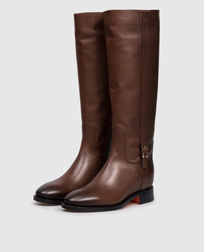 Santoni Коричневі шкіряні чоботи WSHM71084BJ2NLGA