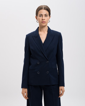 Twinset Синій двобортний жакет в смужку 242TP2150