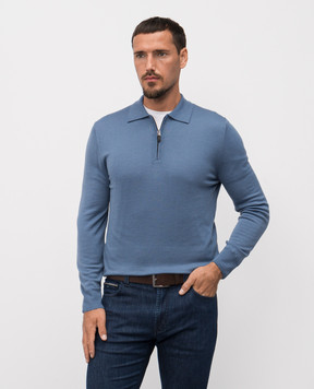 Canali Голубое поло из шерсти MK01149C0572