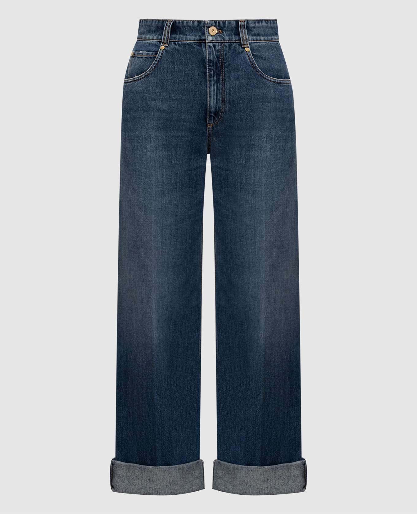 

Синие джинсы с эффектом потертости, Синий, Прямые джинсы