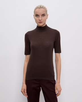 Brunello Cucinelli Коричневий топ з кашеміру та шовку M13800004P