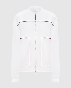 Brunello Cucinelli Біла спортивна куртка з окантуванням MW8639084G