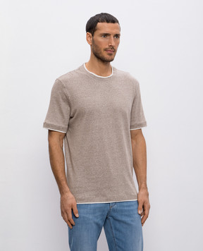 Brunello Cucinelli Бежевая футболка с леном MW8357427