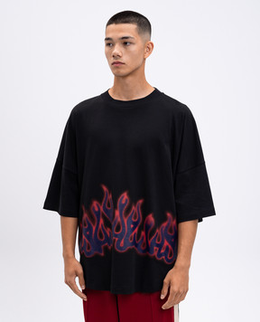 Palm Angels Чорна футболка Flames PMAA10BF25JER003