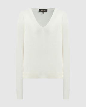 Loro Piana Білий пуловер з шовком FAM9055