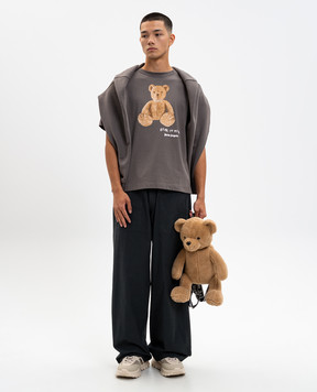 Palm Angels Сіра футболка Bear in mind з принтом PMAA109F25JER00A